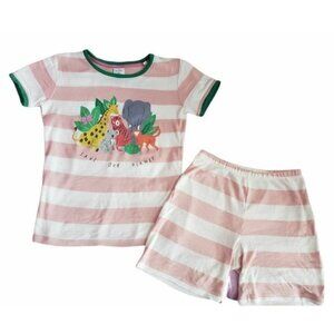 Mini Boden short sleeve pajama set sz 9 jungle animals stripes